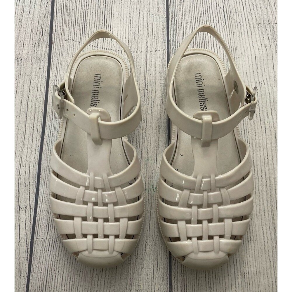 White Mini Melissa Little Girl Sandals Shoes, Size 11
